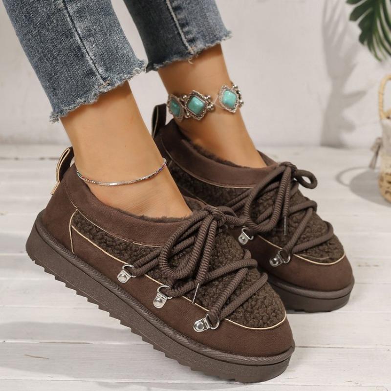 

Новые осенне-зимние женские сноубутсы большого размера на толстой подошве, утепленные и утолщенные хлопковые ботинки для женщин 43 темно-коричневого