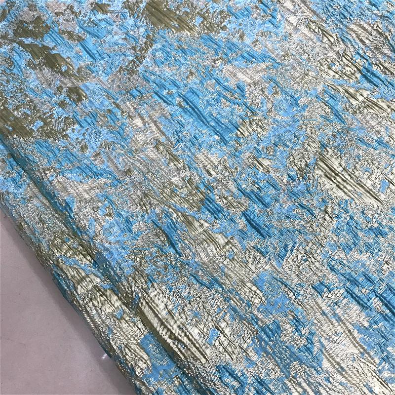 High-End Gold Silk Jacquard Dress: European and American Style