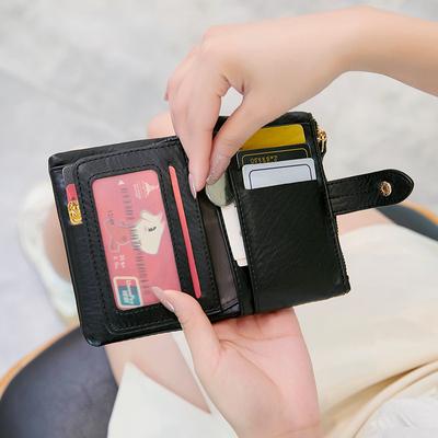 Peněženka dámská nová jednoduchá dámská krátká peněženka s velkou kapacitou zip přezka jednobarevná vícekaretní taštička na drobné
