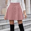2026 Women's Solid Corduroy Half Skirt - Sweet, Fashionable, Single-Breasted Casual Wear for All Seasons