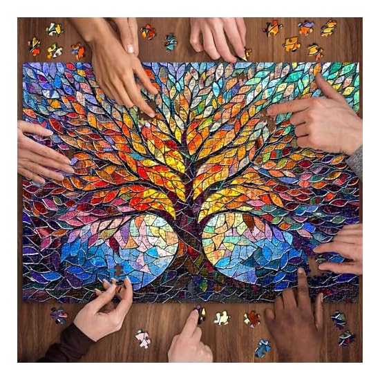 PICKFORU Stained Glass Puzzle Tree of Life Puzzle for Adults 1000 Pieces Impossible Hard Difficult C