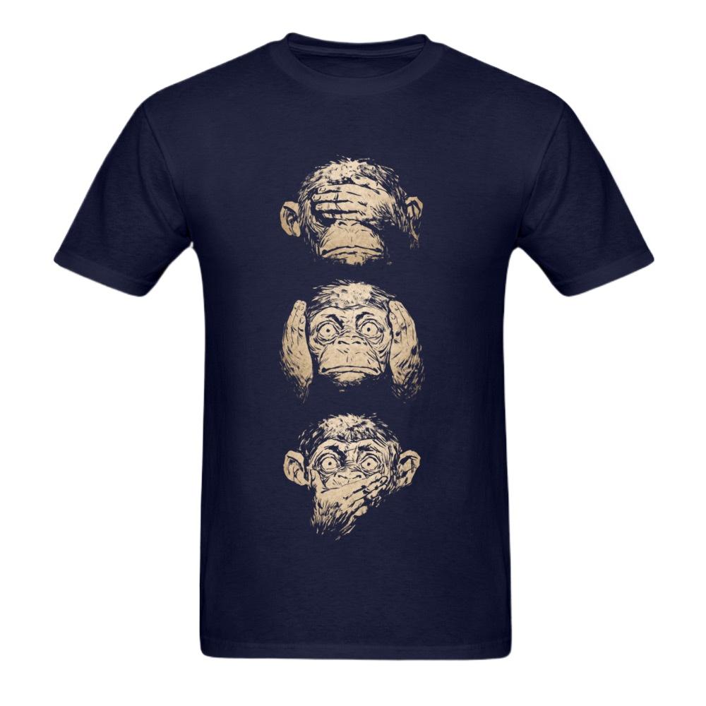 Wise Monkeys Funky T Shirt for Man Retro Painting Tees Top Cotton Fabric Short Sleeve Teens Customize Tshirt