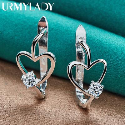 925 Sterling Silber Liebe Herz Zirkon Ohrringe für Frauen Mode Charme Schmuck