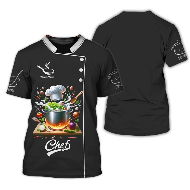 Chef Work T-shirt for Men Personality Pattern O-neck Funny T Shirts 3D Print Fashion Trendy Cook Tee Top Novelties 2025 New