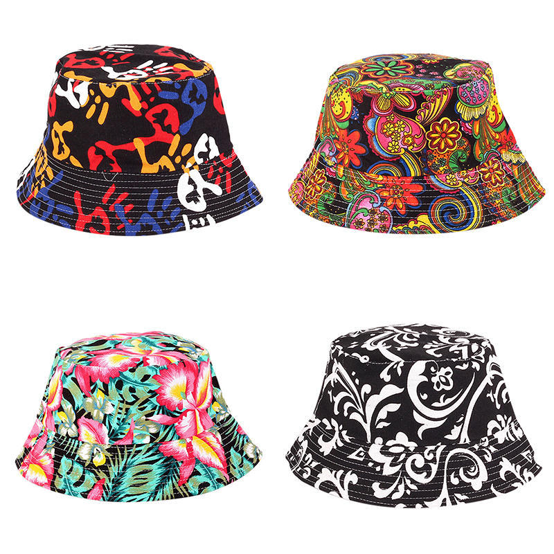 Unisex Men Women Boonie Hunting Fishing Outdoor Cap Floral Bucket Sun Hat