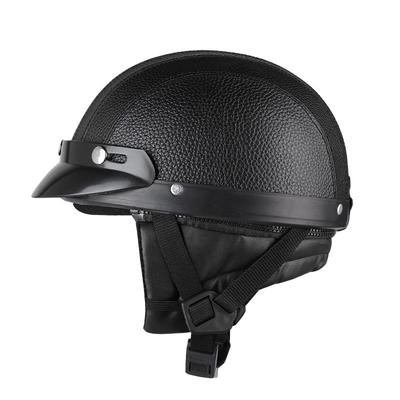 Casco Moto Mezzo Casco Retro Fatto a Mano Pelle Mezzo Viso Fibbia a Sgancio Rapido