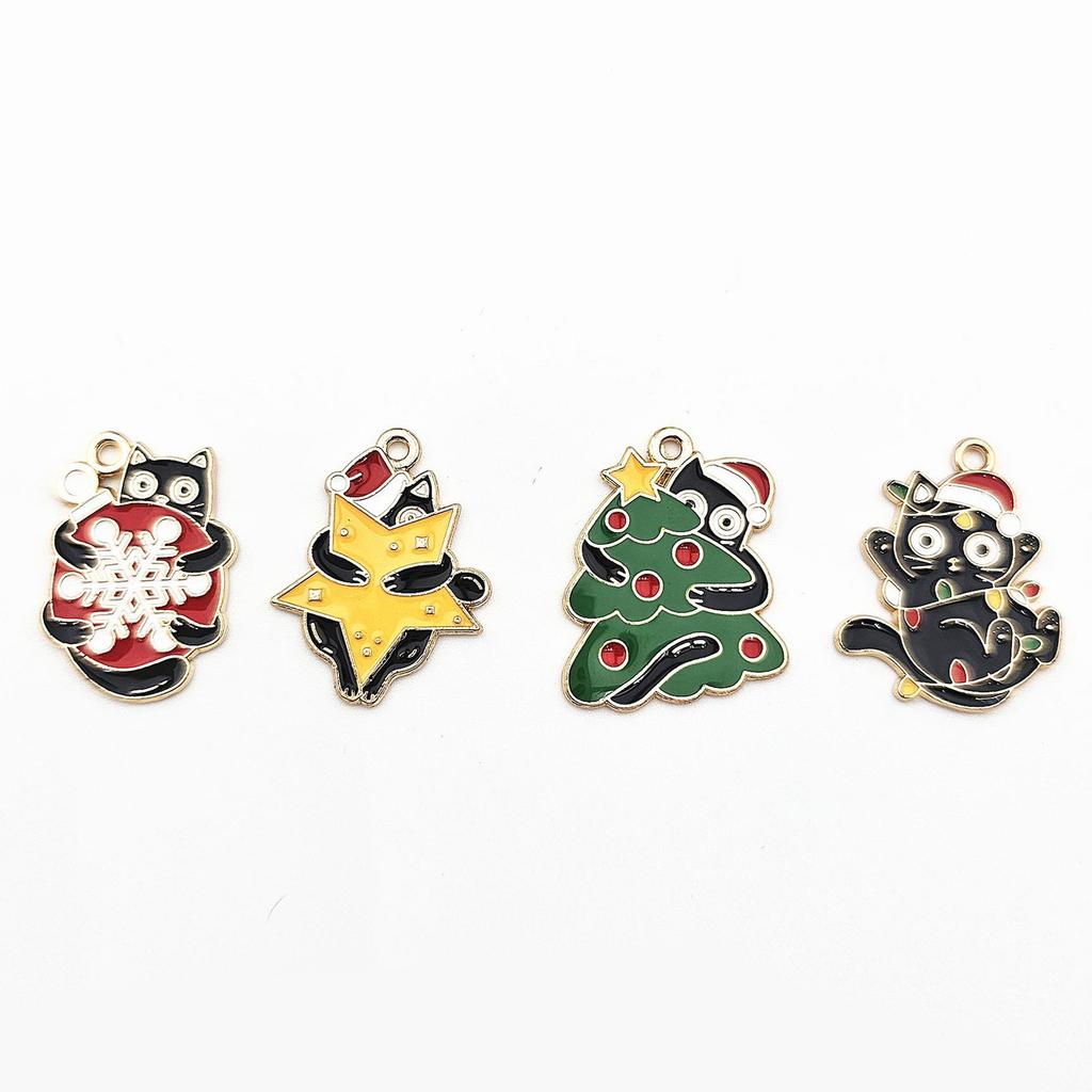 20Pcs Christmas Cats Charm for Handmade Jewelry Stylish Necklace and Bracelet Pendants Gold Plated Alloy Accessories