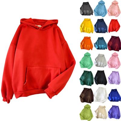 Moda feminina casual cor sólida moletom com capuz solto tops esportivos pulôver