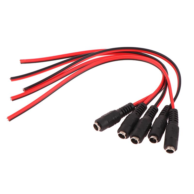 5 szt. Kabel Zasilający DC Męski Żeński Wtyczka 12V Kabel Adaptera DC Złącze Wtykowe Do Kamery CCTV Wtyczka DC 5.5*2.1Mm