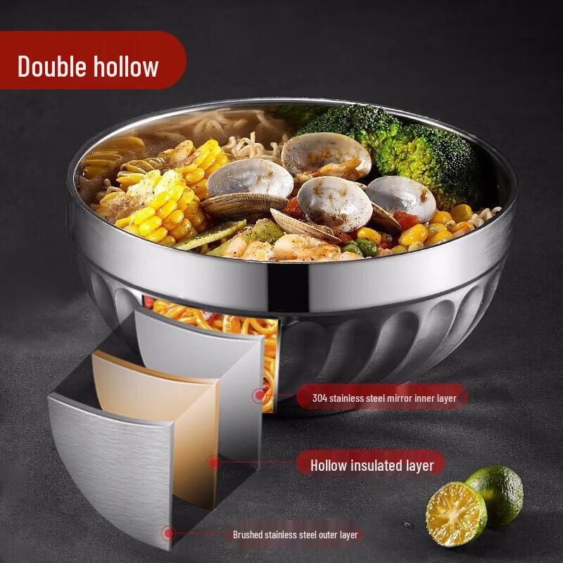 MAXCOOK 304 Stainless Steel Double-Layer Insulated Bowl