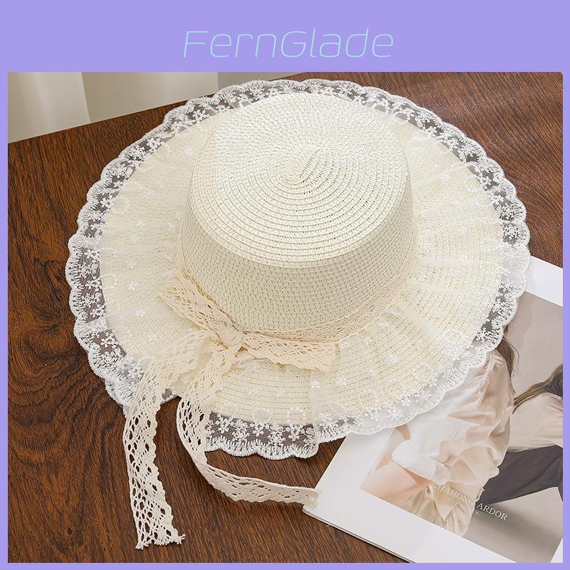 Summer Straw Hat With Large Brim And Bow For Beach And Vacation Sun Protection