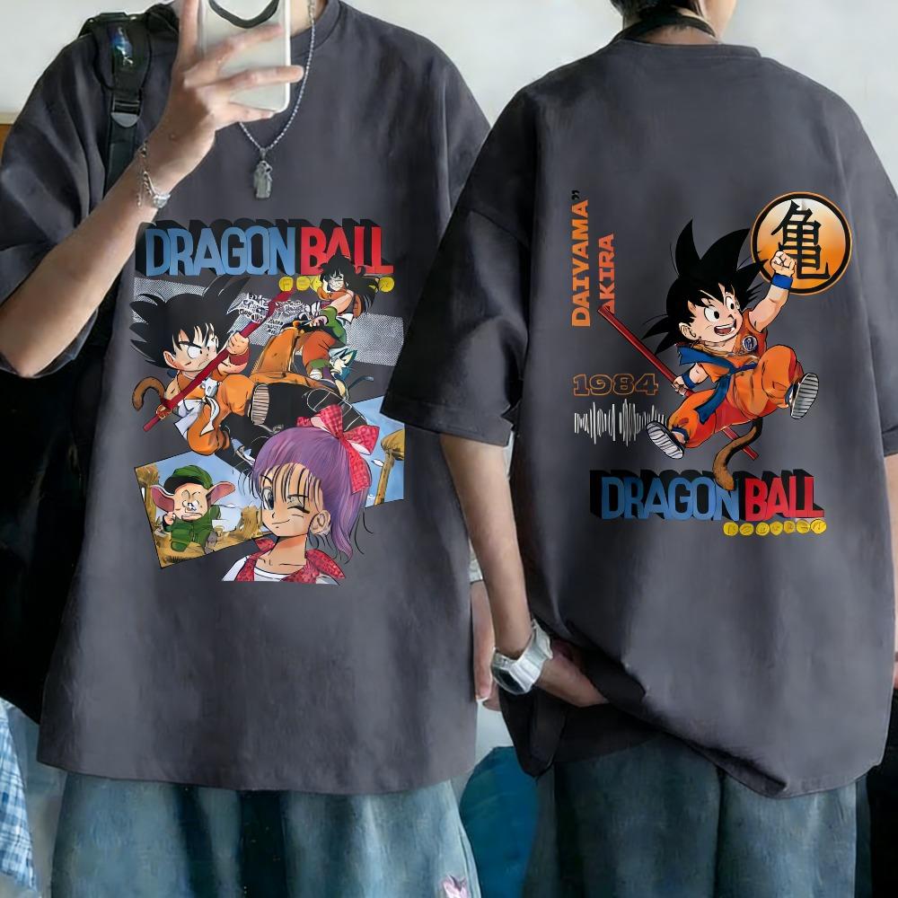 Plus Size Dragon Ball Anime Printed Men and Women Tshirt Casual Parent Child Tops Harajuku Style Summer Y2K Street Fashion