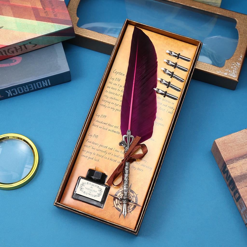 British Quill Set, Water-Dipped Quill Pen Gift Box, Gift Pens For Male And Female Students On Children'S Day