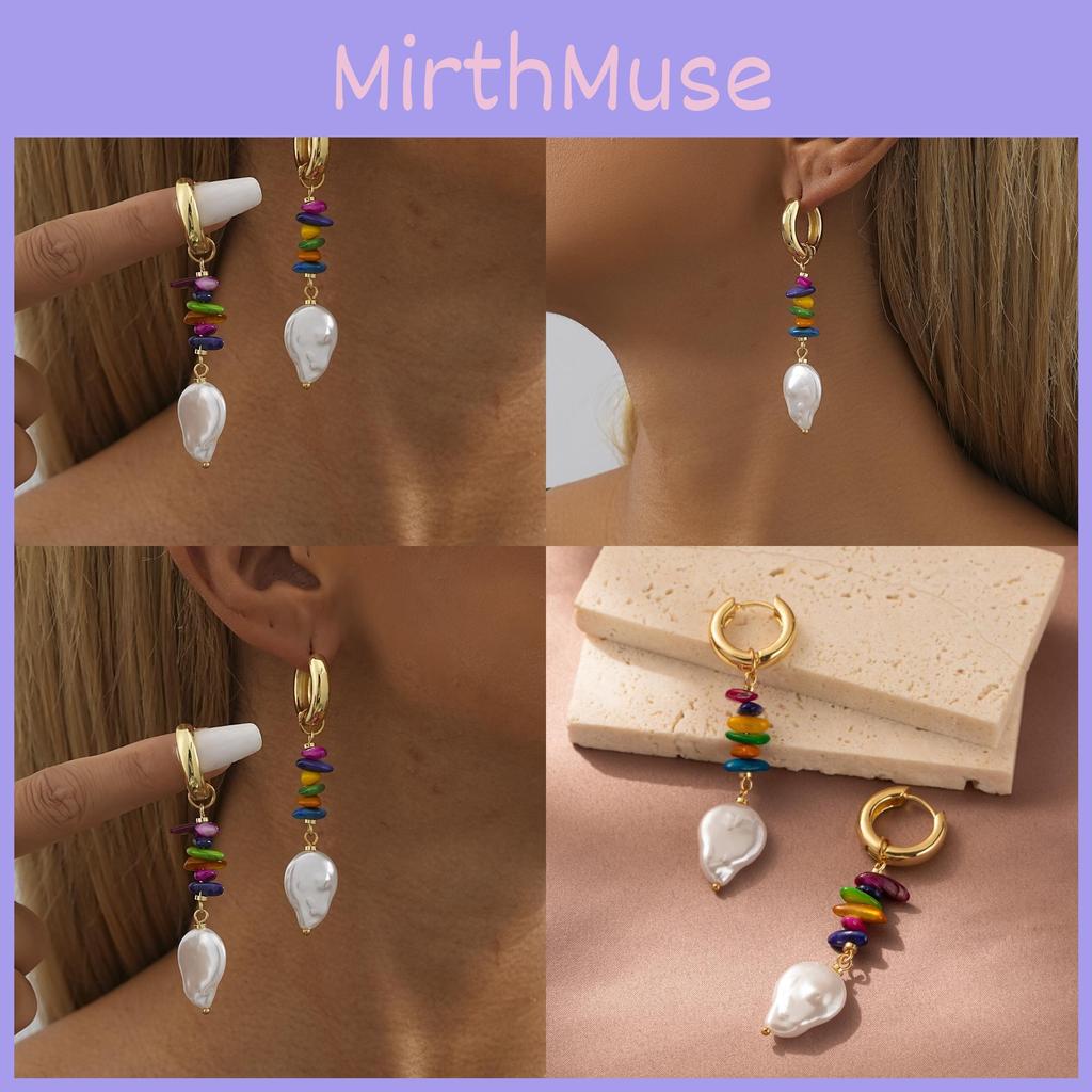 Fashionable Shape Irregular Earrings With Colorful Natural Stones Pearls And