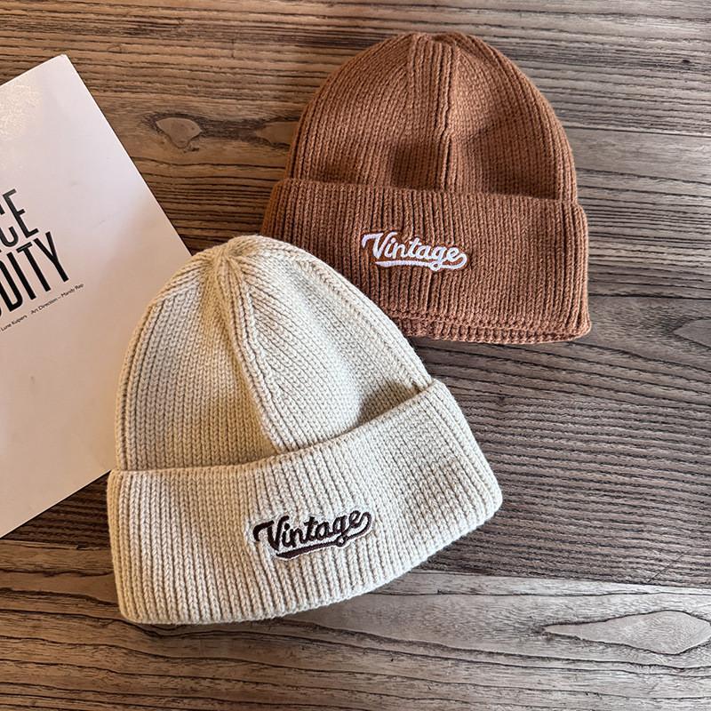 Embroidery Letter Fashion Neutral Casual Warm Knitted Hat For Autumn Winter And