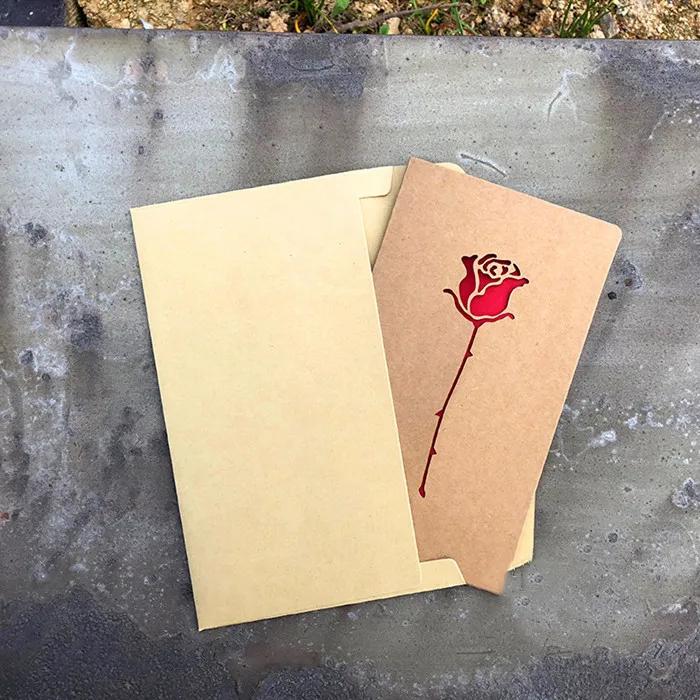 2pcs of Hollow Valentine's Day Mother's Day Greeting Card / Kraft Paper Card Holiday Cards Birthday Cards Blessing Gift Card