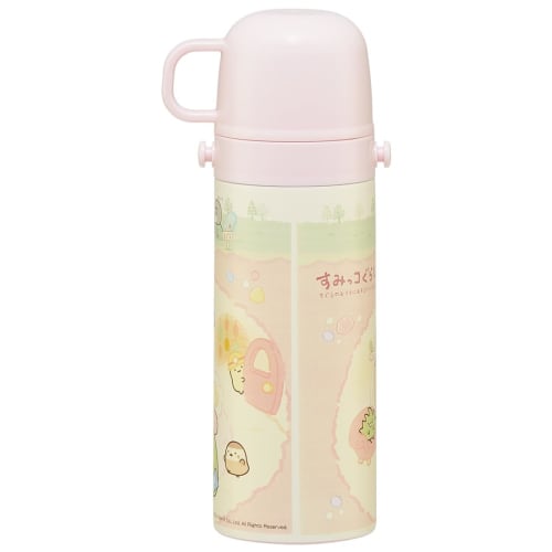 Skater Children's Stainless Steel Water Bottle 2-Way Direct Drinking 470ml Cup Drinking 430ml Sumikkogurashi Mole House Child-friendly Lightweight Typ