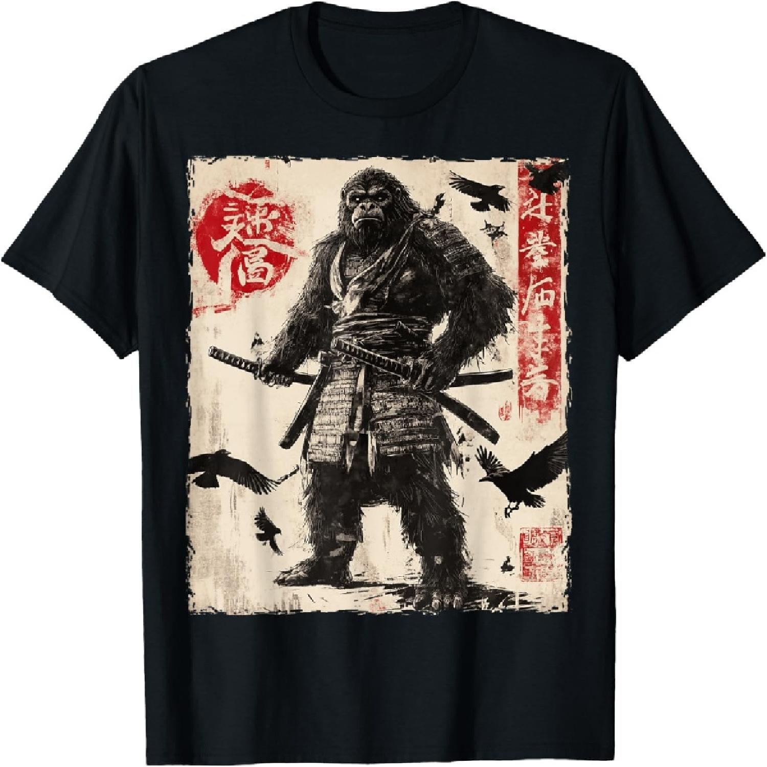 

Bigfoot Sasquatch Samurai Graphic Japanese Warrior Anime T-Shirt XXXXXL різнокольоровий