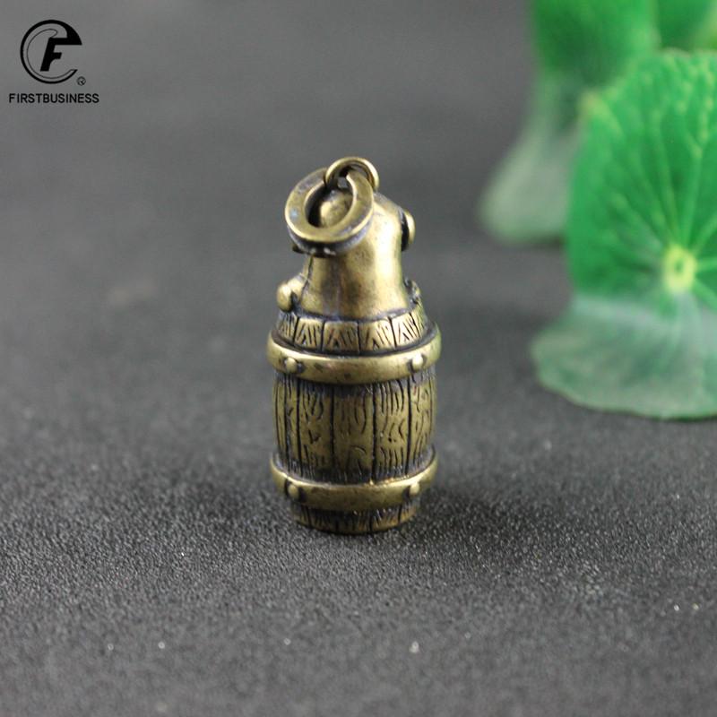 Vintage Brass Dog barrel Miniature Figurines Lucky Desktop Ornament Home Decorations Fragrant incense holders Keyring