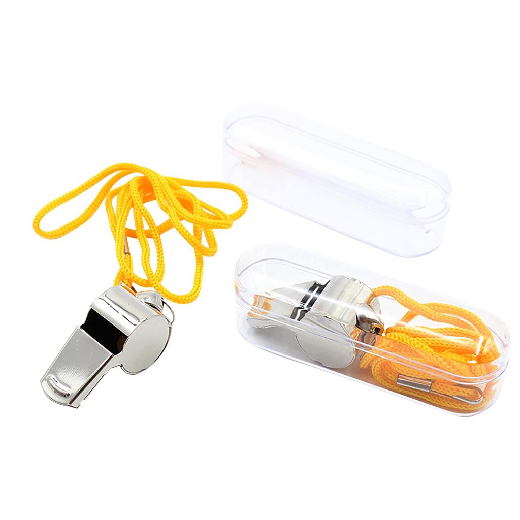Metal Whistle with Lanyard Stainless Steel Referee Whistle Durable Outdoor Sports Whistle for Coaches Lifeguards and Safety Use