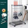Mobile Stainless Steel Mop and Broom Holder with Wheels