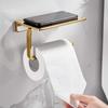 Toilet Paper Holder for Bathroom Solid Brass and Superior Hotel Style Tissue Roll Holder with Cell Phone Storage Gold Finish