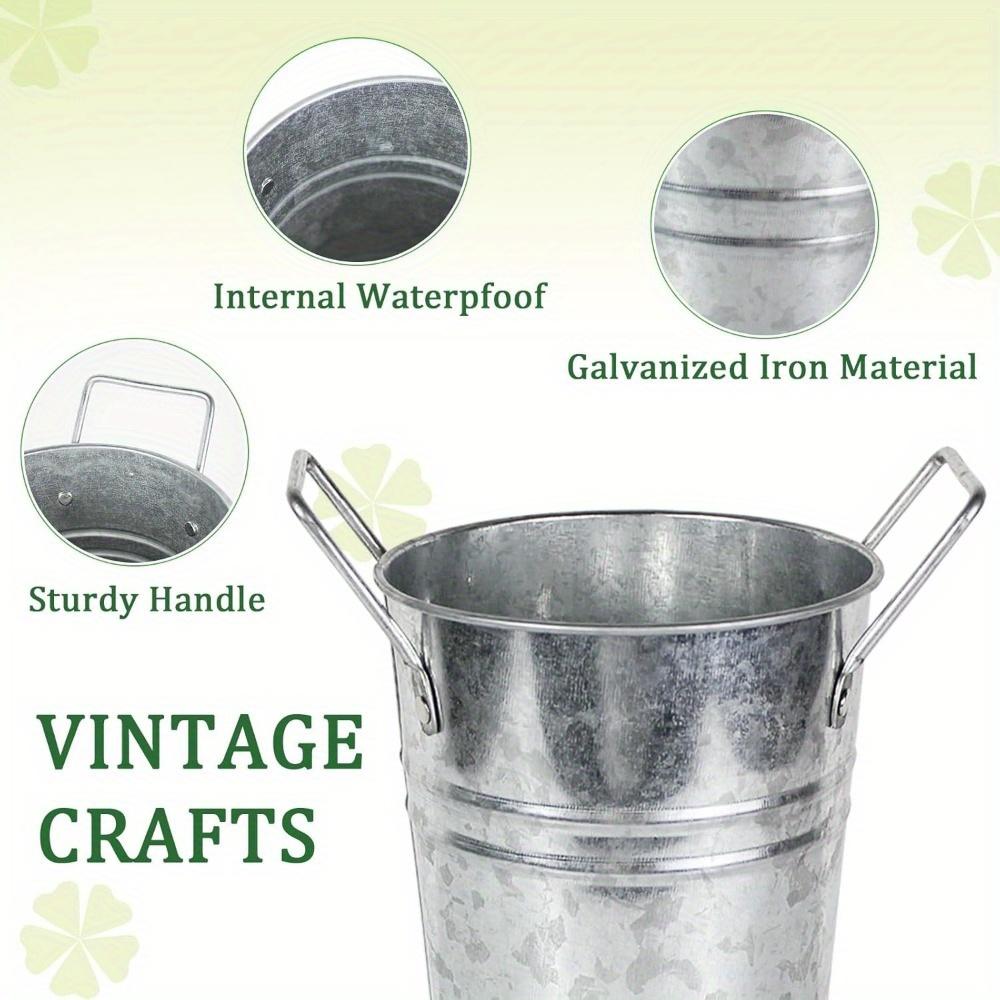 8 buc Vaze Găleți Metalice Galvanizate, 9 Inch Găleți de Flori Fermă Franceză Ghivece cu Mânere