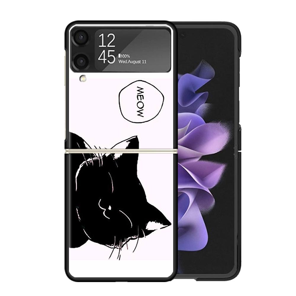 Cat Cute Kitten Cartoon Clear Phone Case For Samsung Z Flip 7 6 5 4 3 Galaxy ZFlip7 ZFlip6 ZFlip5 ZFlip4 ZFlip3 5G Print Cover Z