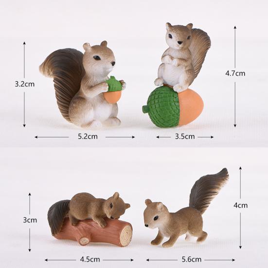 4Pcs Mini Squirrel Animal Figurine DIY Miniature Fairy Garden Bonsai Ornament