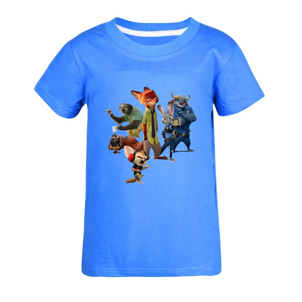 Fashionable Round Neck Short Sleeve Work Clothes Printed Tops For KID Summer Tops