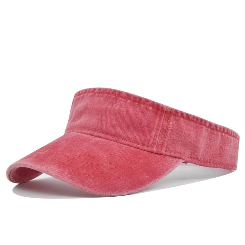 

Summer Unisex Washed Denim Sun Hat Solid Color Running Cap Topless Duck Tongue Hat Sunhat червоний