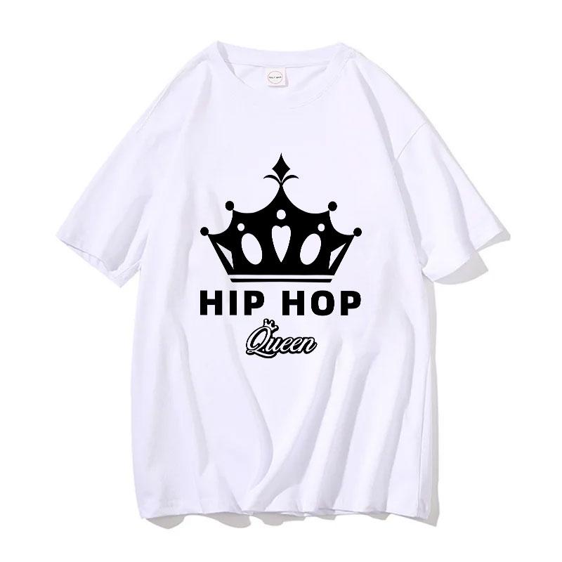 Hip Hop Queen Crown T Shirt For Women Rap Music Lover 90s Vintage Y2K Streetwear Crew Neck Short Sleeve Summer Casual Top