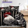 Rooster Pattern Bedding Quilt Set Quilt Cover Pillowcase Home Decoration Birthday Gift (1 * duvet cover + 2 * pillowcase, without core)