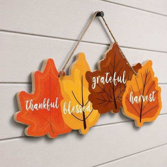 Yousheng Fall Welcome Door Sign for Front Door, Maple Leaves Wooden Door Hanger, Autumn Thanksgiving Wall Hanging Plaque for Farmhouse Porch, Home