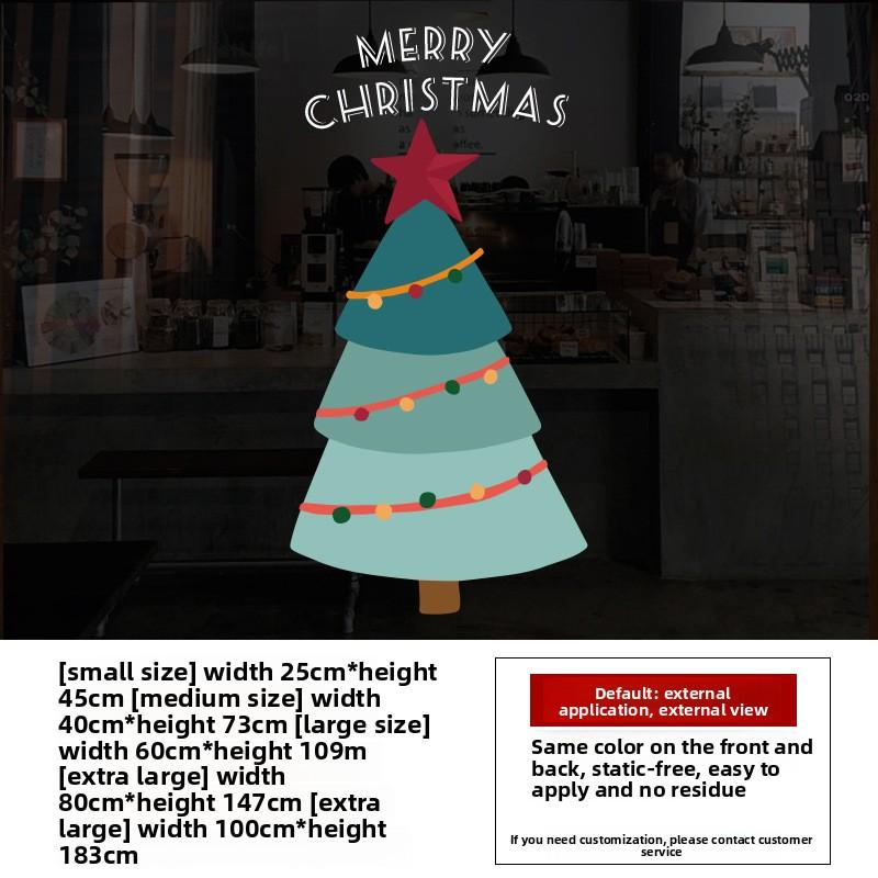

Christmas decoration cartoon Christmas tree showcase glass door festive atmosphere decoration window decoration electrostatic stickers small size