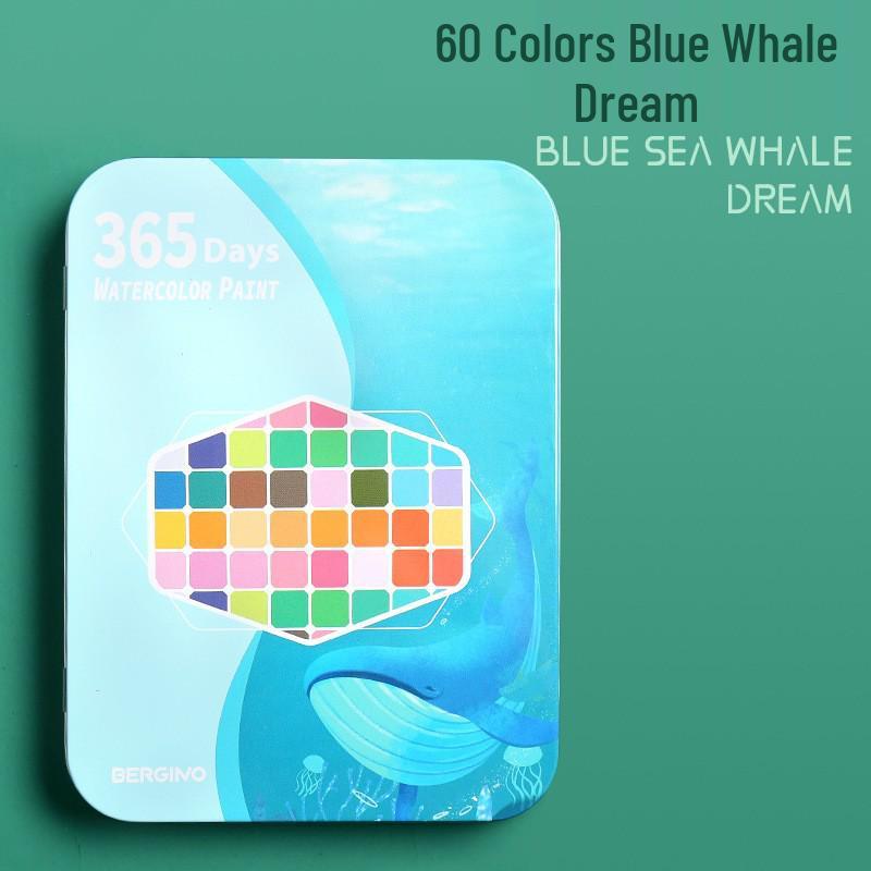 48 Tin Box Solid Watercolors & Brushes Kit - 60 Unique Colors for Beginners