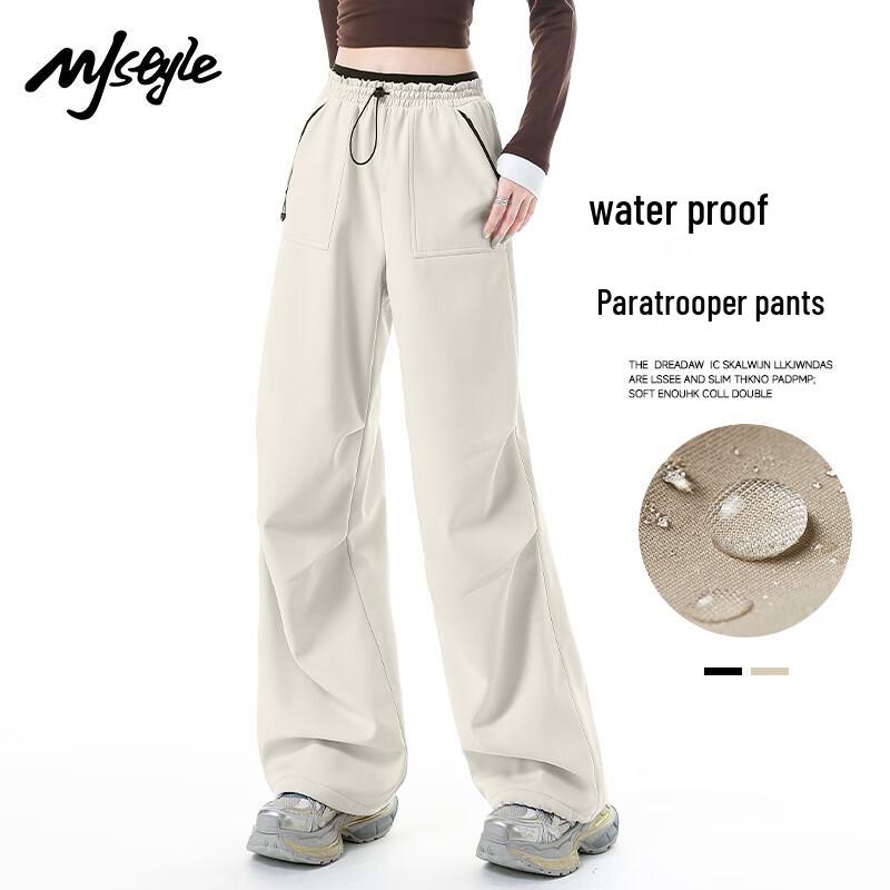 MJ STYLE Women's Three-Proof Winter Plush Lined Wide-Leg Cargo Pants