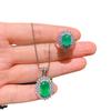 Jewelry European and American imitation emerald pendant ring fashion banquet jewelry set necklace ring