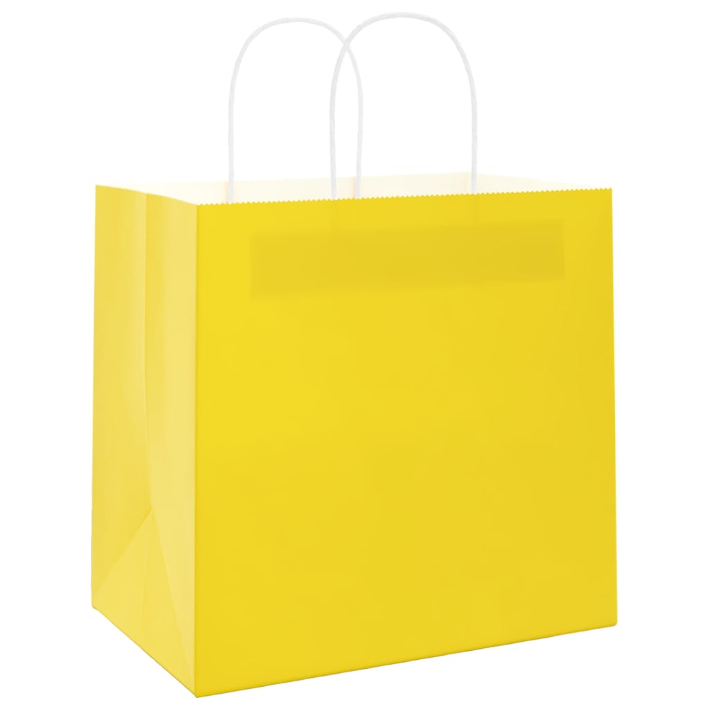 250 pcs Paper Shopping Bags with Handles Yellow 26 x 17 x 25 cm