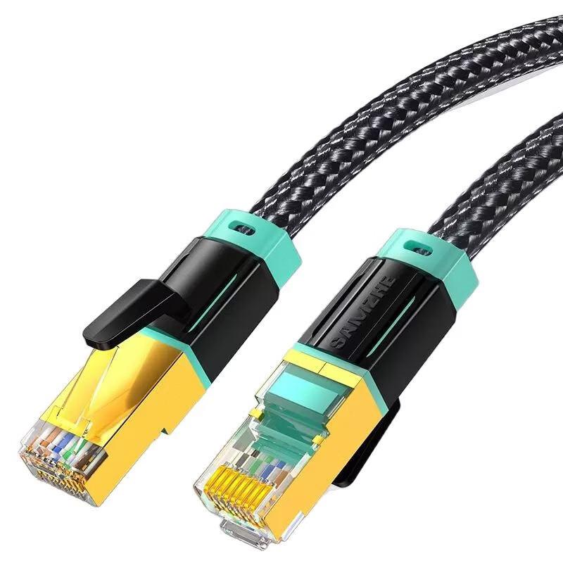 LLHY Cat8 Gold-Plated Double Shielded Braided Ethernet Cable
