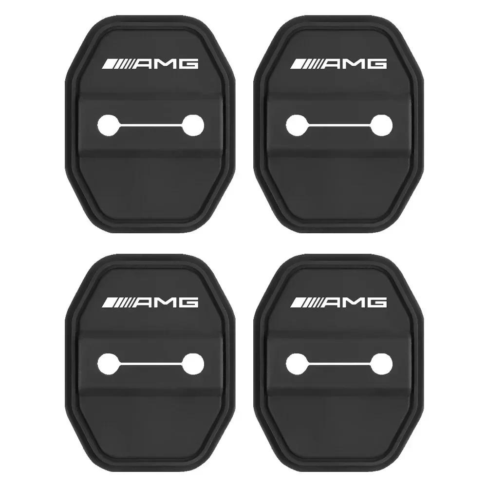 2/4pcs Silicone Car Door Lock Buckle Protector Cover For Mercedes Benz AMG W204 W213 W205 W211 W176 W164 Cla Smart Accessories