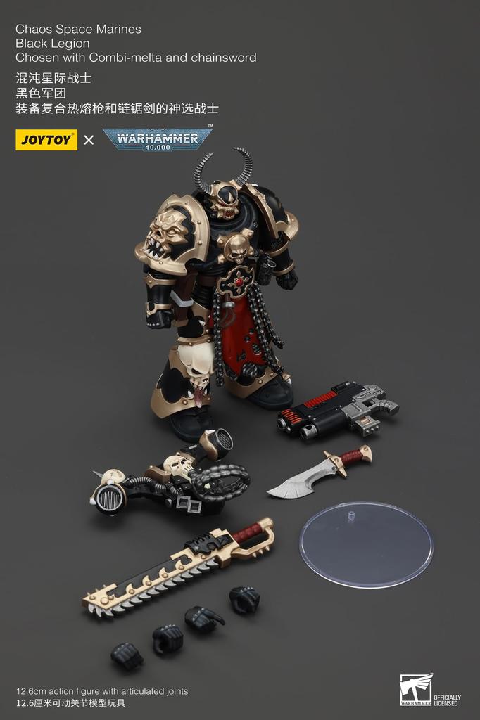 JoyToy Warhammer Black Legion Chosen by Combimetal and Chainsword Scale Action Figure 40k 118