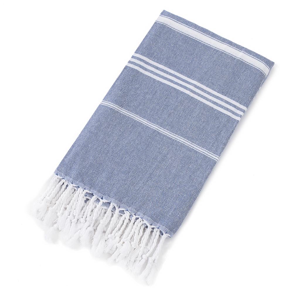 Customized 100% Cotton Turkish Beach Towel Soft Yarn-Dyed Jacquard Fringed Striped Pattern All-Season Ventilated for Bath Use