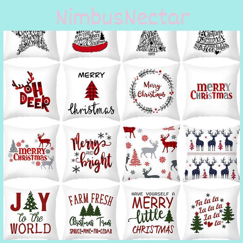 Festive Christmas Pillow Case Cushion Cover Featuring Adorable Reindeer Design