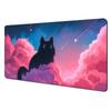 Romantic Cat Illustration Design Mouse Pad Desk Mat with Stitched Edge Rubber Antislip Base Pc Accessories Gaming Mat Mousepads