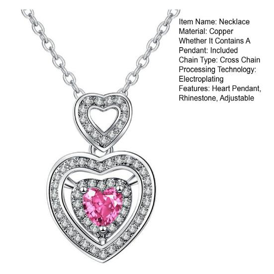 Damen-Halskette mit hohlem Herz-Anhänger, schimmernder Strass, verstellbare Länge, Halsschmuck, Alltagskleidung, Geschenk, leichte Schlüsselbein-Halskette für Damen