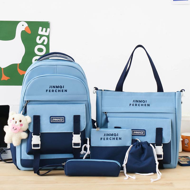 School Bag Primary School Students Children's School Backpack Junior High School Students Middle School Students Five Piece Backpack