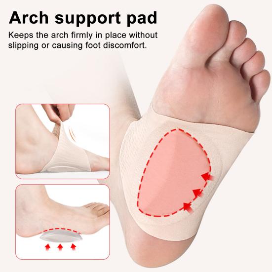 1 Pair Arch Support Braces Plantar Fasciitis Relief Non-Slip Wearable Arches Cushions Shock Absorption Orthotics Braces with Silicone Pad