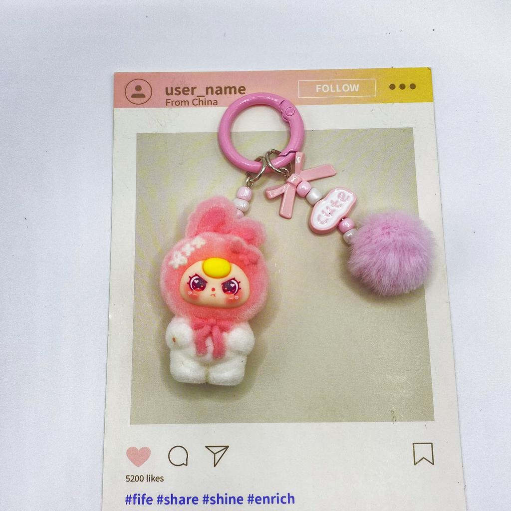 Flocking Gradual Change Standing Baby Three-year-old Cute Grain Doll Small Gift Bag Pendant Car Keychain Cute Baby
