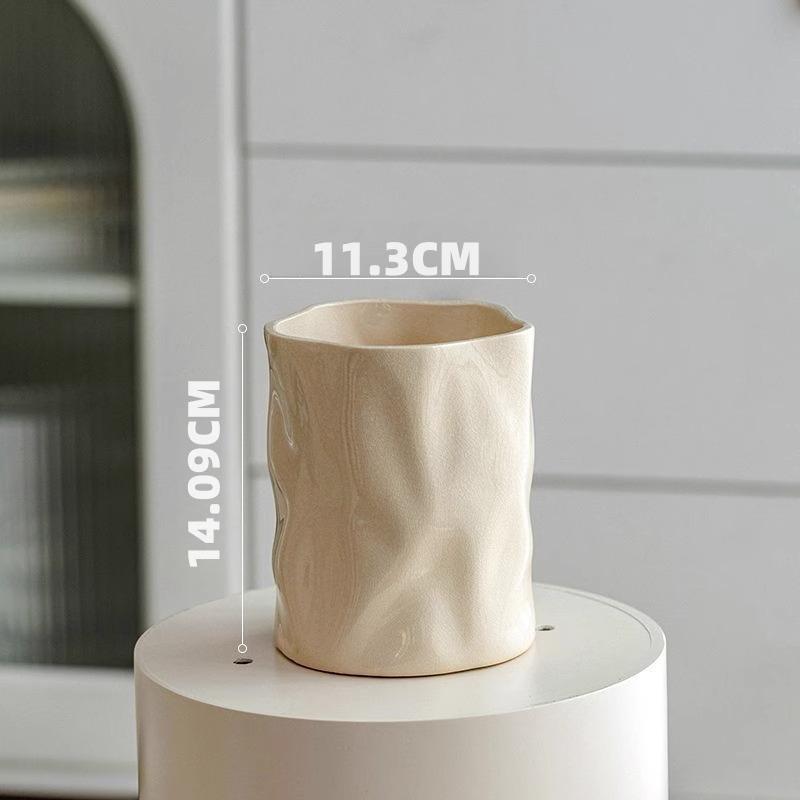 

High Quality Ceramic Ice Cracked Vase For Decoration, Living Room Bedroom Dining Room, Table Top Decor, Straight Tube Shape, 1Pc